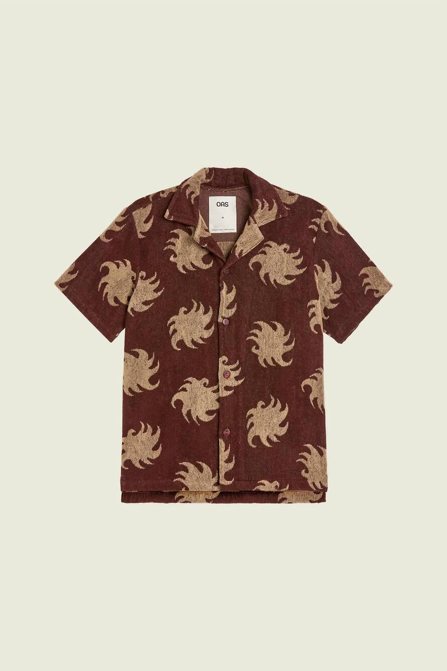 NEW OAS men's cuba terry shirt in mocha ember